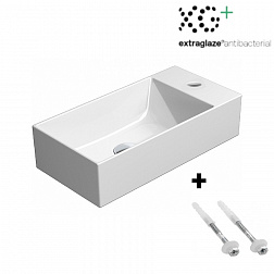 GSI Kube X, накладная/подвесная раковина 50 см, с крепежом, Extraglaze, 
цвет белый глянцевый