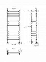 Margaroli Sole 4644711CRN, полотенцесушитель водяной 53.5х13.5xh107.2 см, цвет хром