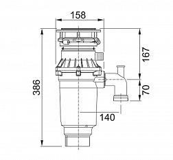 Franke Turbo Elite TE75S, измельчитель пищевых отходов 15.8хh38.6 см, с пневмокнопкой