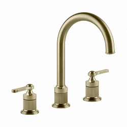 Gessi Venti20, смеситель для раковины 3 отверстия h28.1 см, с донным клапаном, 
цвет брашированная латунь PVD