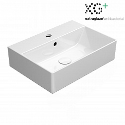 GSI Kube X, накладная/подвесная раковина 50х37хh16 см, Extraglaze, цвет белый глянцевый