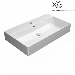 GSI Kube X, накладная/подвесная раковина 80х47хh16 см, Extraglaze, цвет белый глянцевый