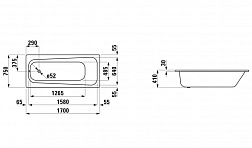 Laufen Pro, ванна встраиваемая 170х75хh41 см, с отверстиями для ручек, Antislip, 
цвет белый глянцевый