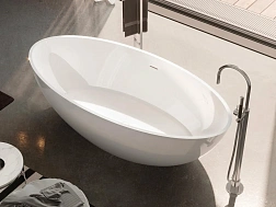 Treesse Carezza, ванна отдельностоящая 180х85хh52 см, Solid Surface, цвет белый глянцевый