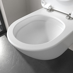 V&B Antao, подвесной безободковый унитаз 37х56 см (без сиденья), TwistFlush, CeramicPlus, цвет Alpine White
