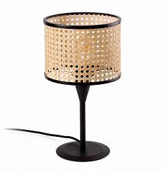 Настольная лампа Faro Mambo S 64317-47, абажур из ротанга, черный матовый