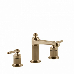Gessi Venti20, смеситель для раковины 3 отверстия h15.6 см, без донного клапана, цвет брашированная бронза PVD