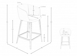 Полубарный стул Angel Cerda 4134, 56х53хh91 см, серая экокожа, ножки из стали, цвет черный матовый