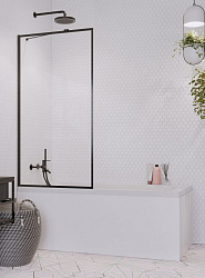 Radaway Idea PNJ II, шторка на ванну 100 см, 
стекло прозрачное EasyClean/Frame, профиль черный матовый