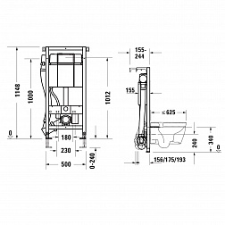 Duravit DuraSystem, система инсталляции для подвесного унитаза, с удалением запаха и гигиеническим смывом