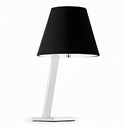 Настольная лампа Faro Moma 68501, черный абажур из ткани, хром