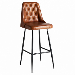 Барный стул Vical Dexter 31754, 46х50хh108 см, коричневая экокожа, ножки из стали, цвет черный матовый