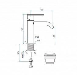 Cмеситель для раковины Emmevi Filobrass 85003/NEO, с донным клапаном, черный матовый