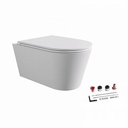 Alice Hide Round, комплект подвесного унитаза 37x57 см, Aliglaze+, с сиденьем, цвет белый матовый