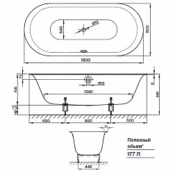 Стальная ванна Bette Lux Oval 180х80, 3466-000 встраиваемая, белый
