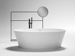 Treesse Alma, ванна отдельностоящая 175х80хh55 см, Solid Surface, цвет белый матовый